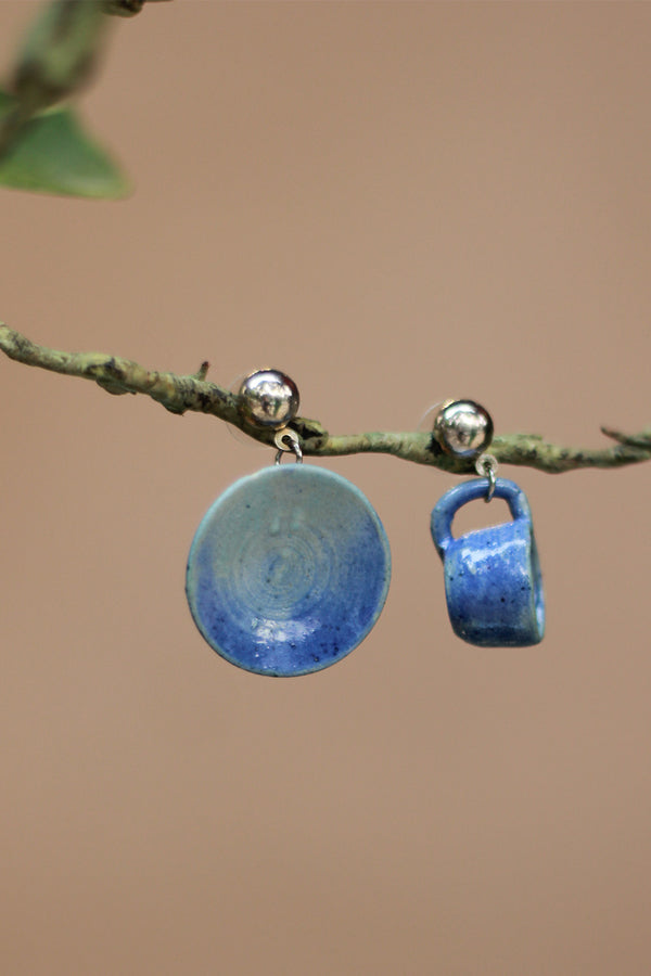 Sadhvi | Cup & Saucer Earrings |Blue