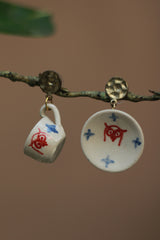 Sadhvi| Cup & Saucer Earrings | Owl