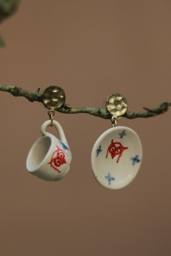 Sadhvi| Cup & Saucer Earrings | Owl