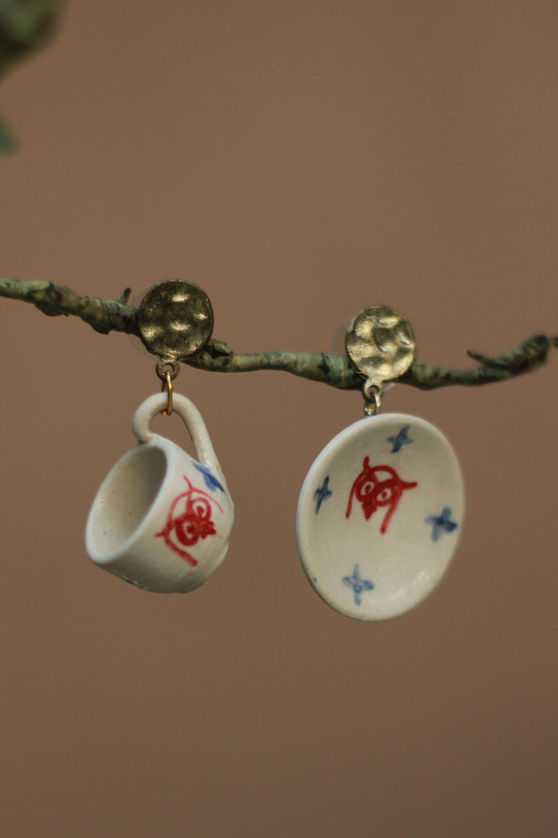 Sadhvi| Cup & Saucer Earrings | Owl