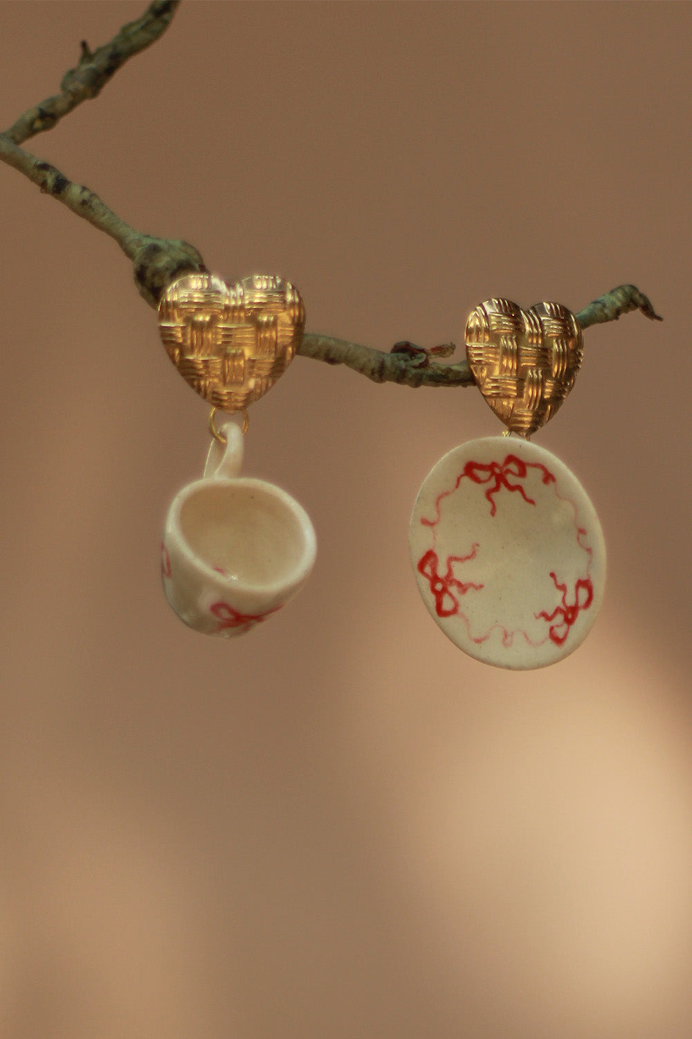 Sadhvi | Ceramic Cup & Saucer Earrings | Bows