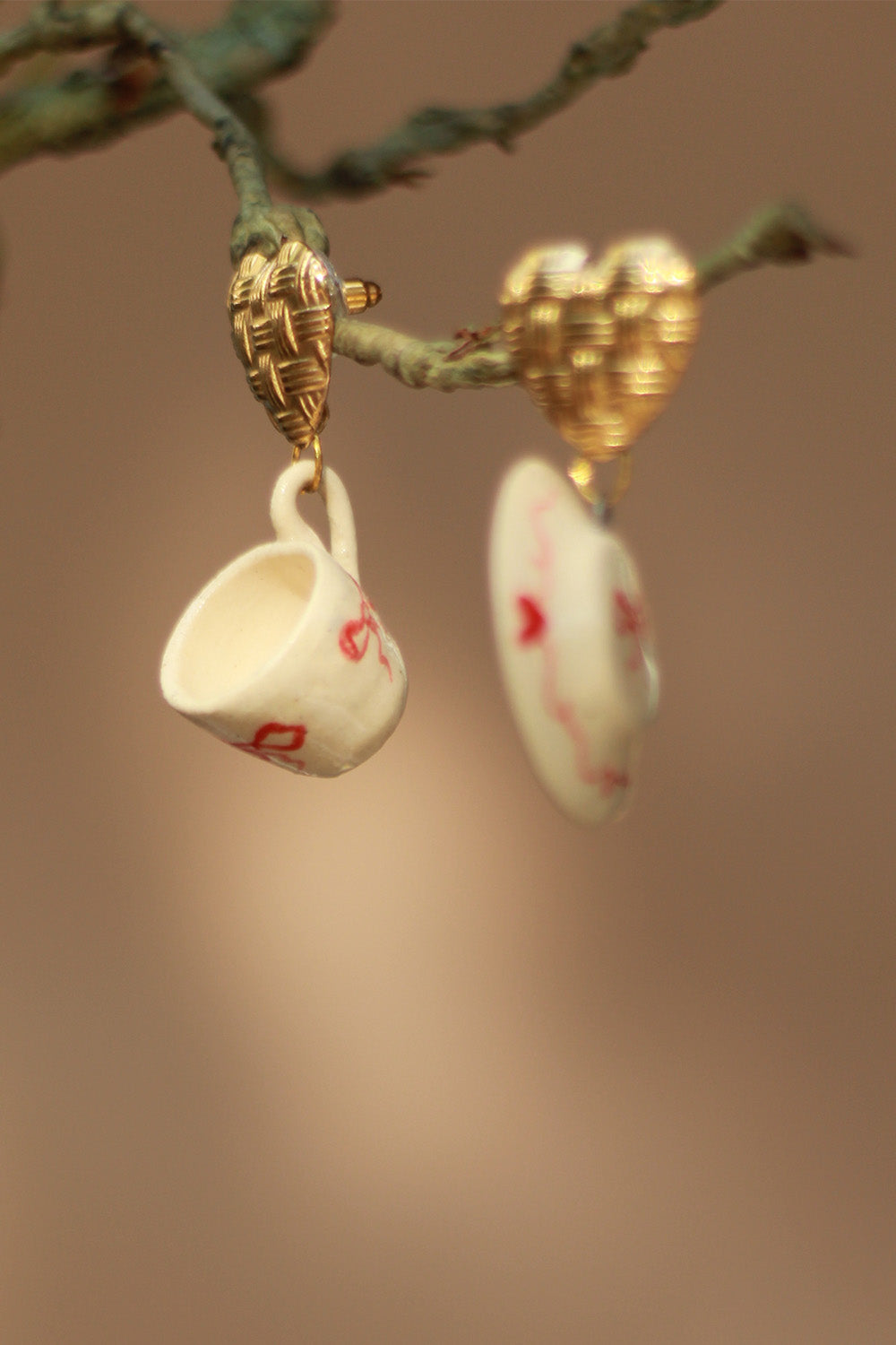 Sadhvi | Ceramic Cup & Saucer Earrings | Bows