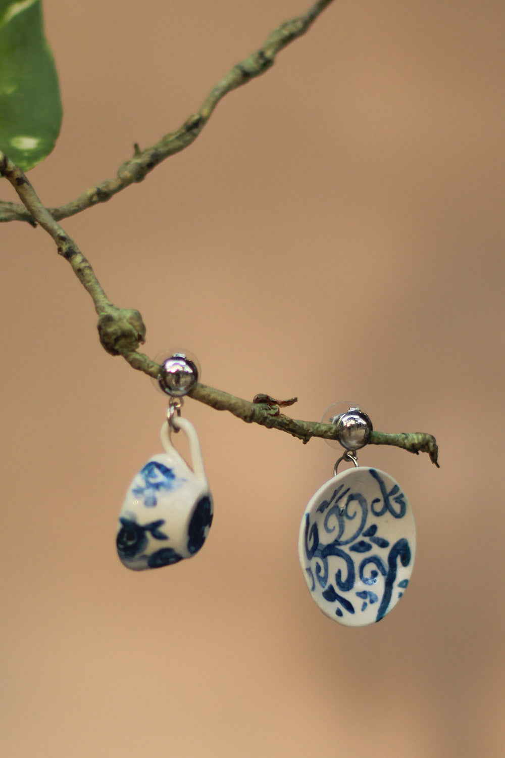Sadhvi | Ceramic Cup & Saucer Earrings | Waves