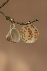 Sadhvi | Ceramic Cup & Saucer Earrings | Yellow Flowers