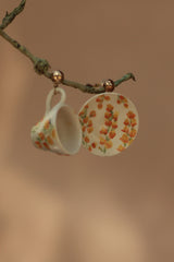 Sadhvi | Ceramic Cup & Saucer Earrings | Yellow Flowers