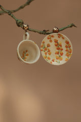 Sadhvi | Ceramic Cup & Saucer Earrings | Yellow Flowers