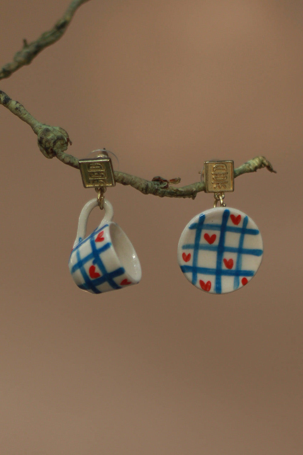 Sadhvi | Ceramic Cup & Saucer Earrings | Heartbox