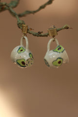 Sadhvi | Ceramic Cup Earrings | Avocado