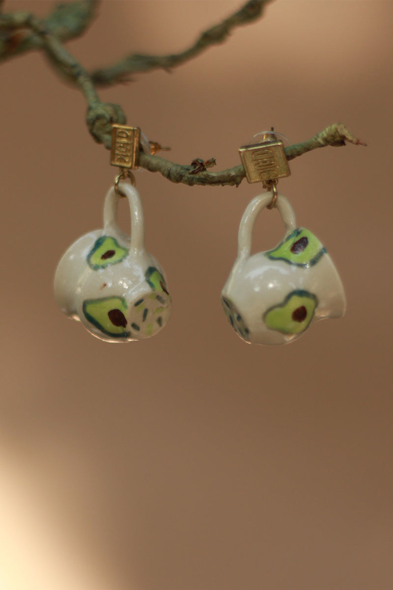 Sadhvi | Ceramic Cup Earrings | Avocado
