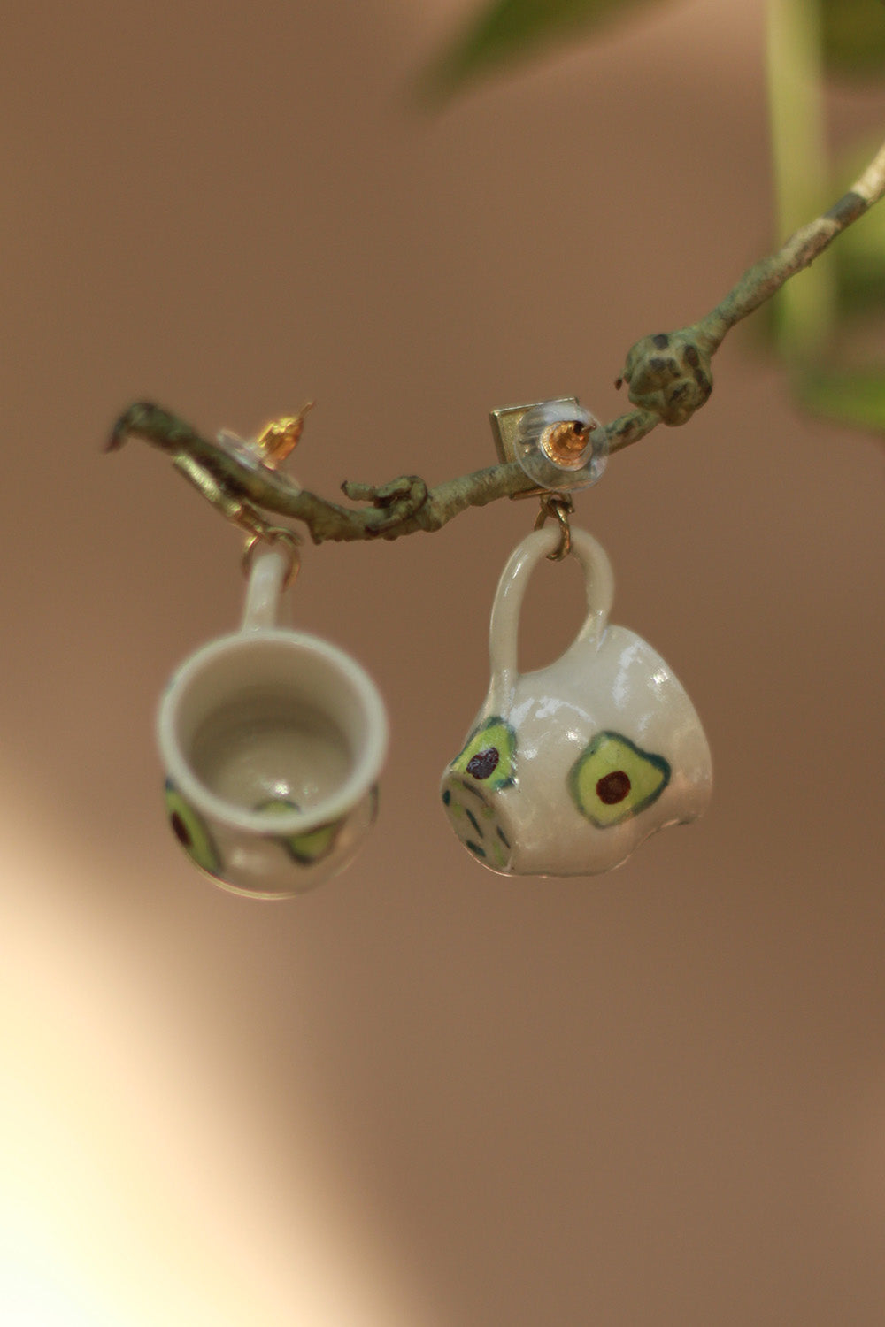 Sadhvi | Ceramic Cup Earrings | Avocado