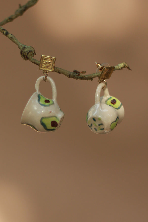 Sadhvi | Ceramic Cup Earrings | Avocado