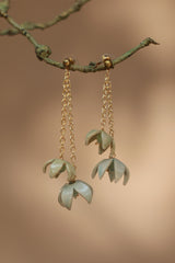 Sadhvi | Ceramic Double Bellflower Earrings | Sage Green