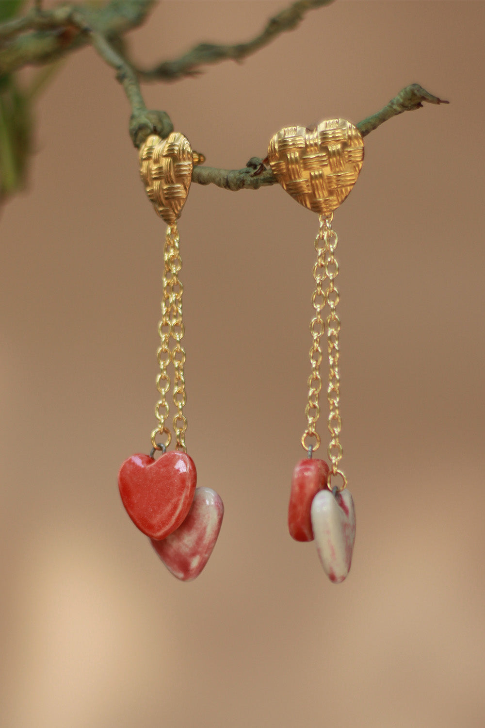 Sadhvi | Ceramic Double Heart Earrings