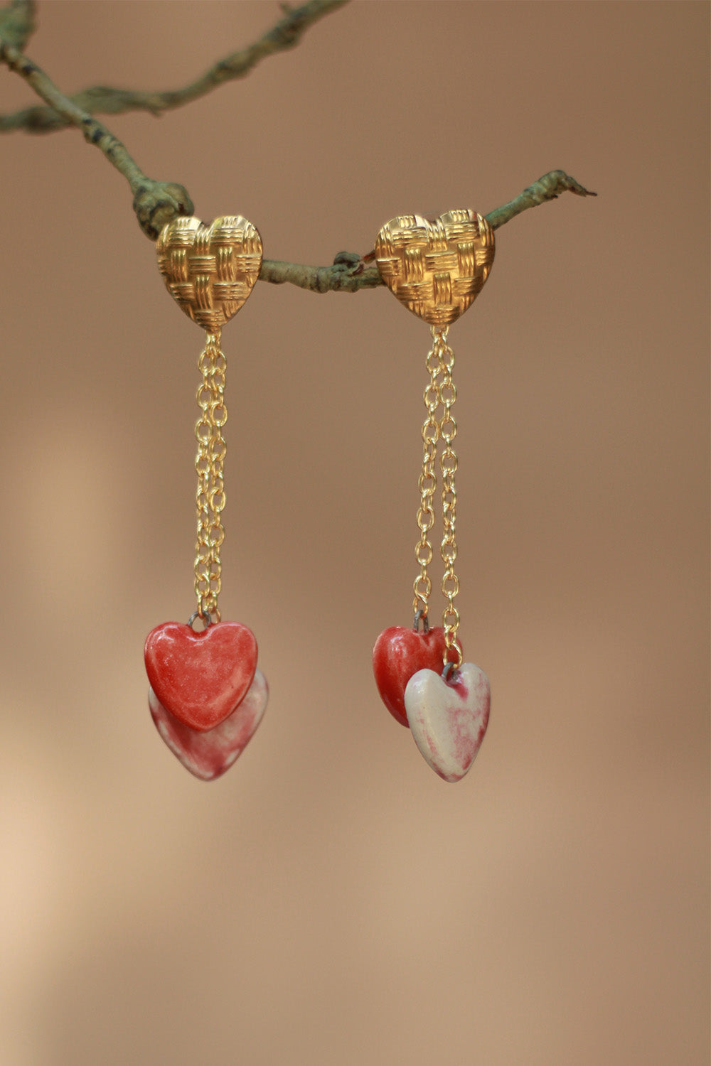 Sadhvi | Ceramic Double Heart Earrings