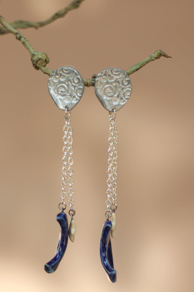 Sadhvi | Ceramic Moon & Star Earrings