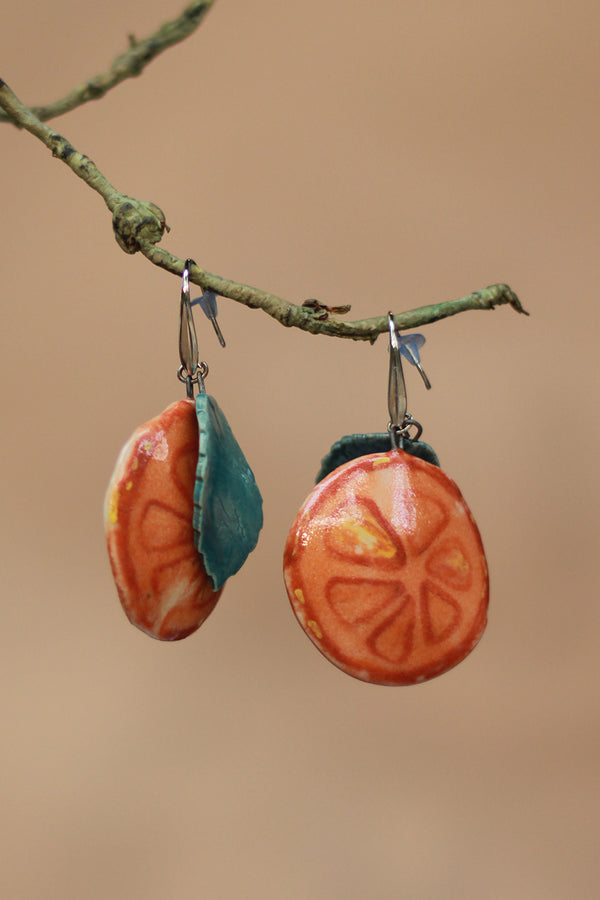 Sadhvi | Ceramic Orange Earrings