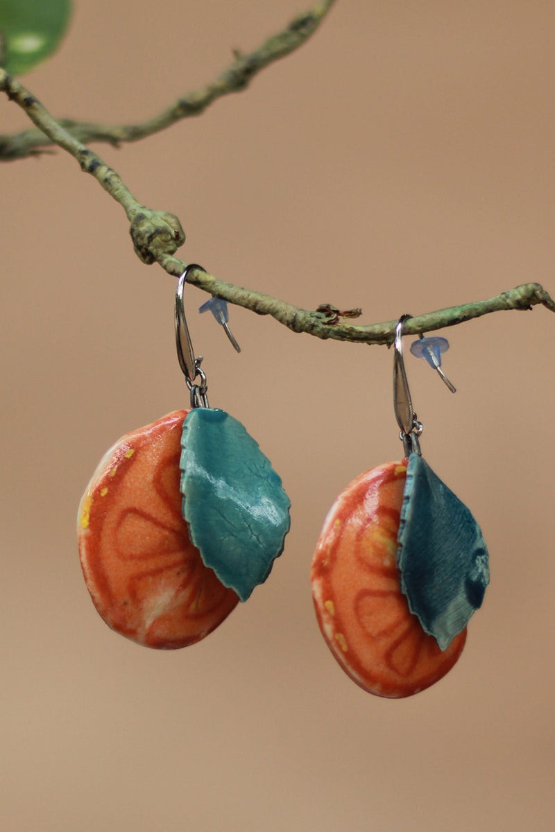 Sadhvi | Ceramic Orange Earrings