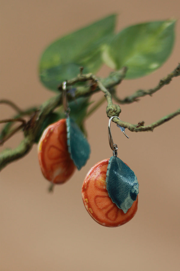 Sadhvi | Ceramic Orange Earrings