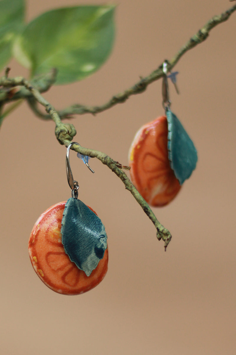 Sadhvi | Ceramic Orange Earrings