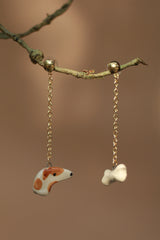 Sadhvi | Ceramic Dog - Bone Earrings