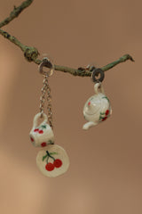 Sadhvi | Ceramic Tea Set Earrings | Cherries