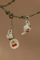 Sadhvi | Ceramic Tea Set Earrings | Cherries