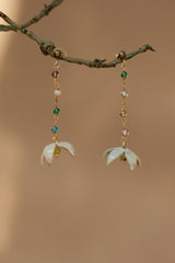 Sadhvi | Ceramic  Bellflower Earrings | White with Yellow