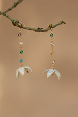 Sadhvi | Ceramic  Bellflower Earrings | White with Yellow