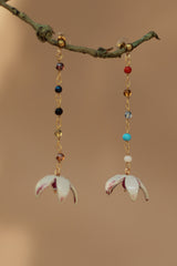 Sadhvi | Ceramic  Bellflower Earrings | White with Pink