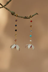 Sadhvi | Ceramic  Bellflower Earrings | White with Pink