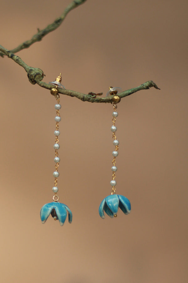 Sadhvi | Ceramic  Bellflower Earrings | Azure Blue