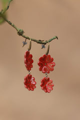 Sadhvi | Ceramic Double Flower Earrings | Red