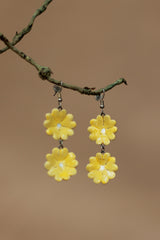 Sadhvi | Ceramic Double Flower Earrings | Yellow