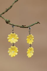 Sadhvi | Ceramic Double Flower Earrings | Yellow