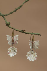 Sadhvi | Ceramic  Flower & Butterfly Earrings | Mauve