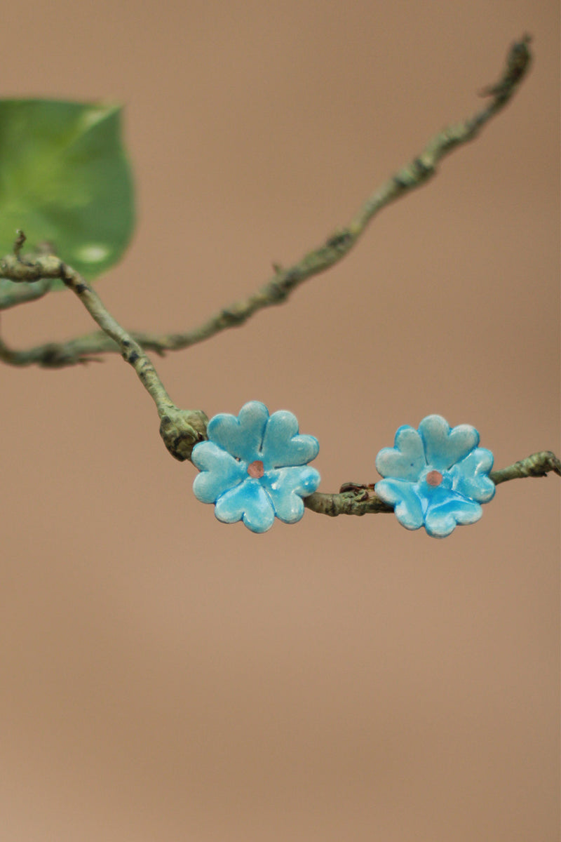 Sadhvi | Ceramic  Flower Earrings | Blue