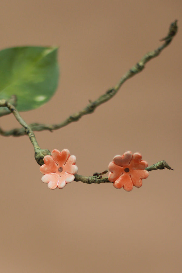 Sadhvi | Ceramic  Flower Earrings | Orange