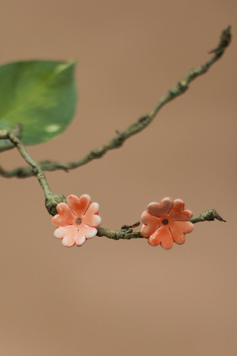 Sadhvi | Ceramic  Flower Earrings | Orange