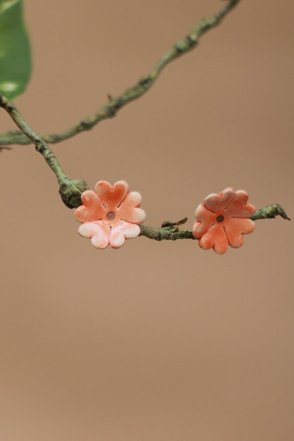 Sadhvi | Ceramic  Flower Earrings | Orange