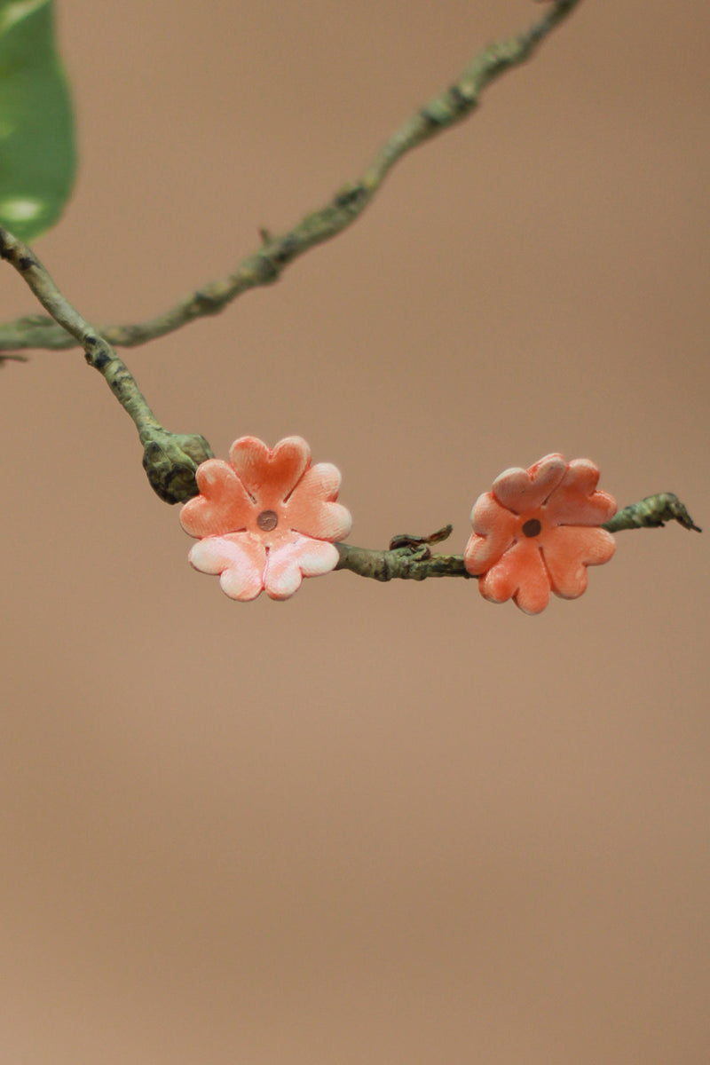 Sadhvi | Ceramic  Flower Earrings | Orange