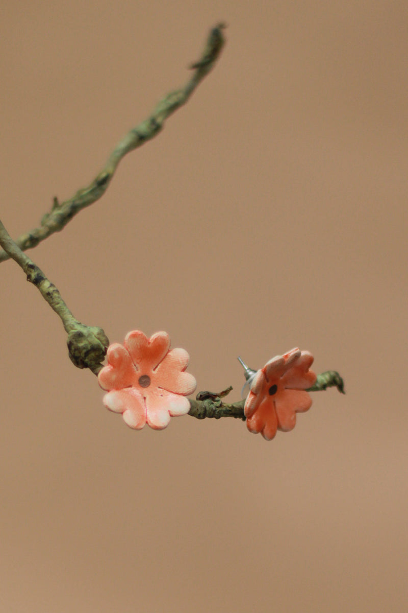 Sadhvi | Ceramic  Flower Earrings | Orange