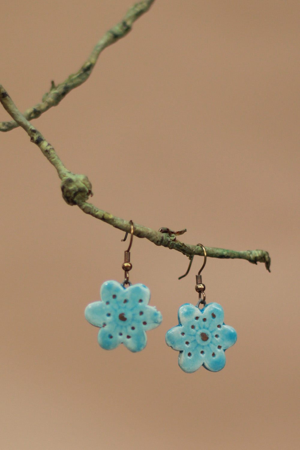 Sadhvi | Ceramic Flower Earrings | Blue