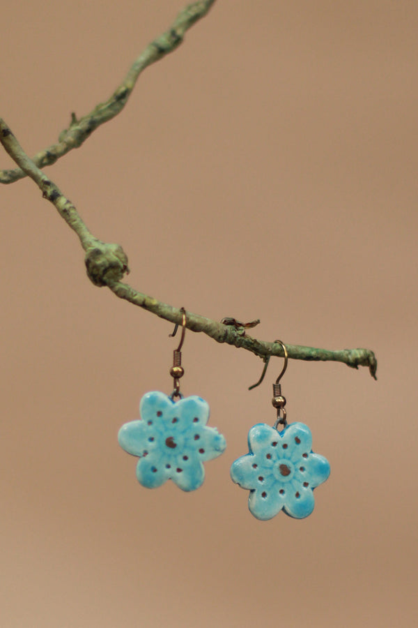 Sadhvi | Ceramic  Flower Earrings | Blue