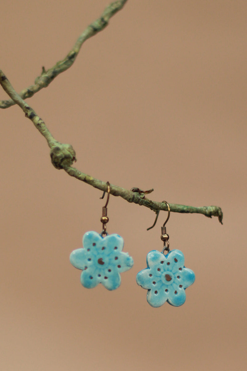 Sadhvi | Ceramic  Flower Earrings | Blue
