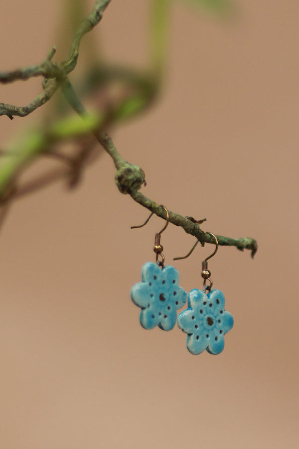 Sadhvi | Ceramic  Flower Earrings | Blue