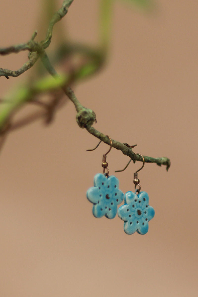 Sadhvi | Ceramic  Flower Earrings | Blue
