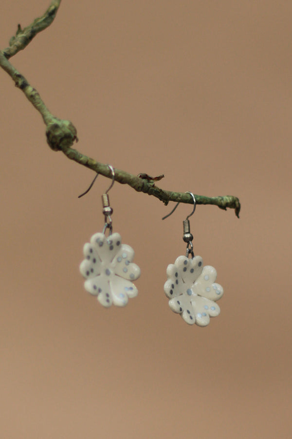 Sadhvi | Ceramic  Flower Earrings | Ivory