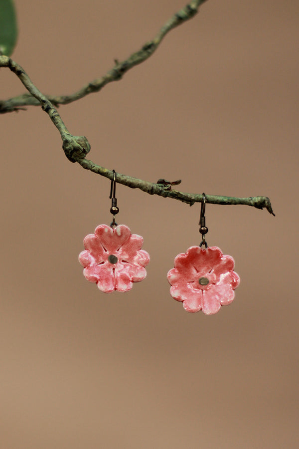 Sadhvi | Ceramic  Flower Earrings | Red
