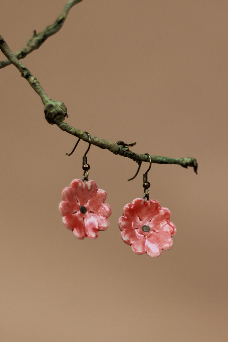 Sadhvi | Ceramic  Flower Earrings | Red