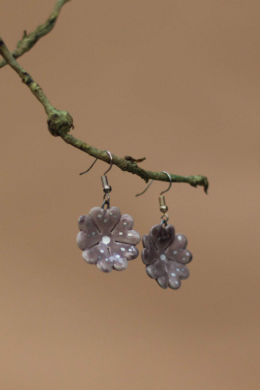 Sadhvi | Ceramic Flower Earrings | Mauve